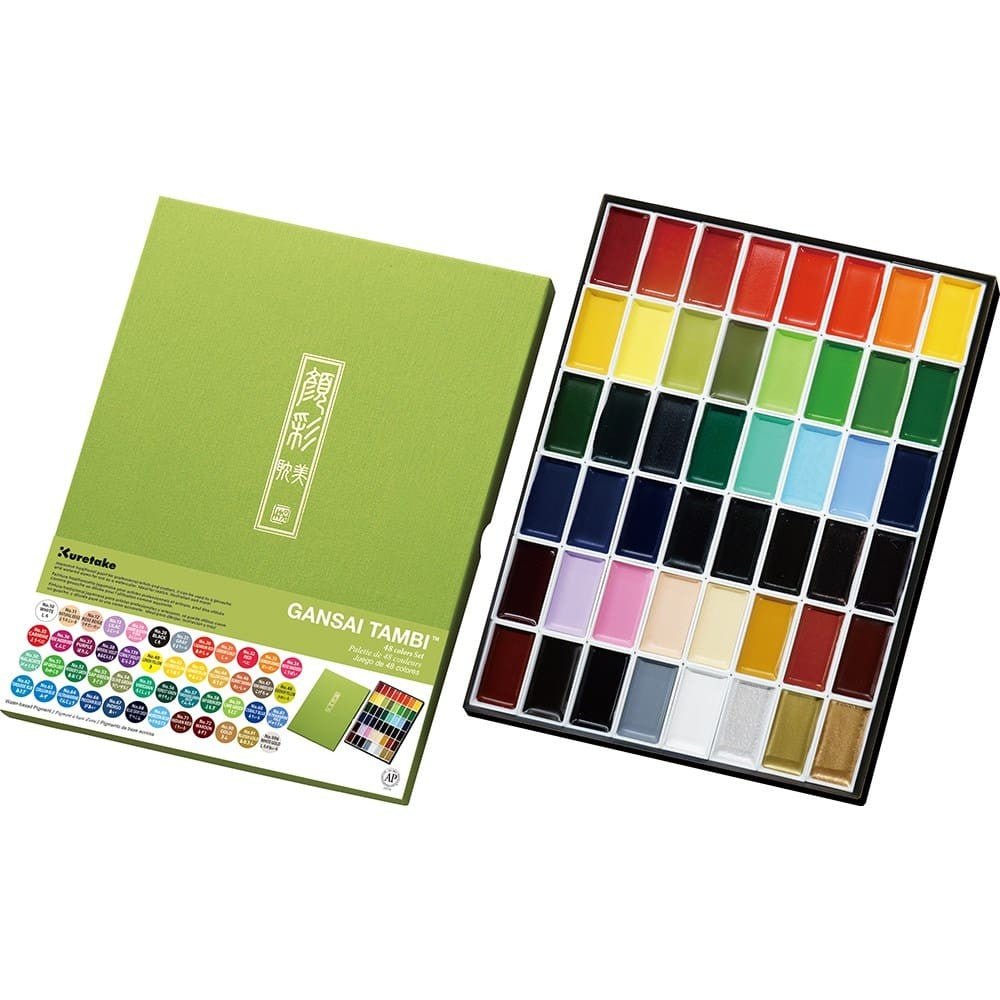 GANSAI TAMBI Akvarellfärg 48 färger - ZIG Kuretake - Tidformera