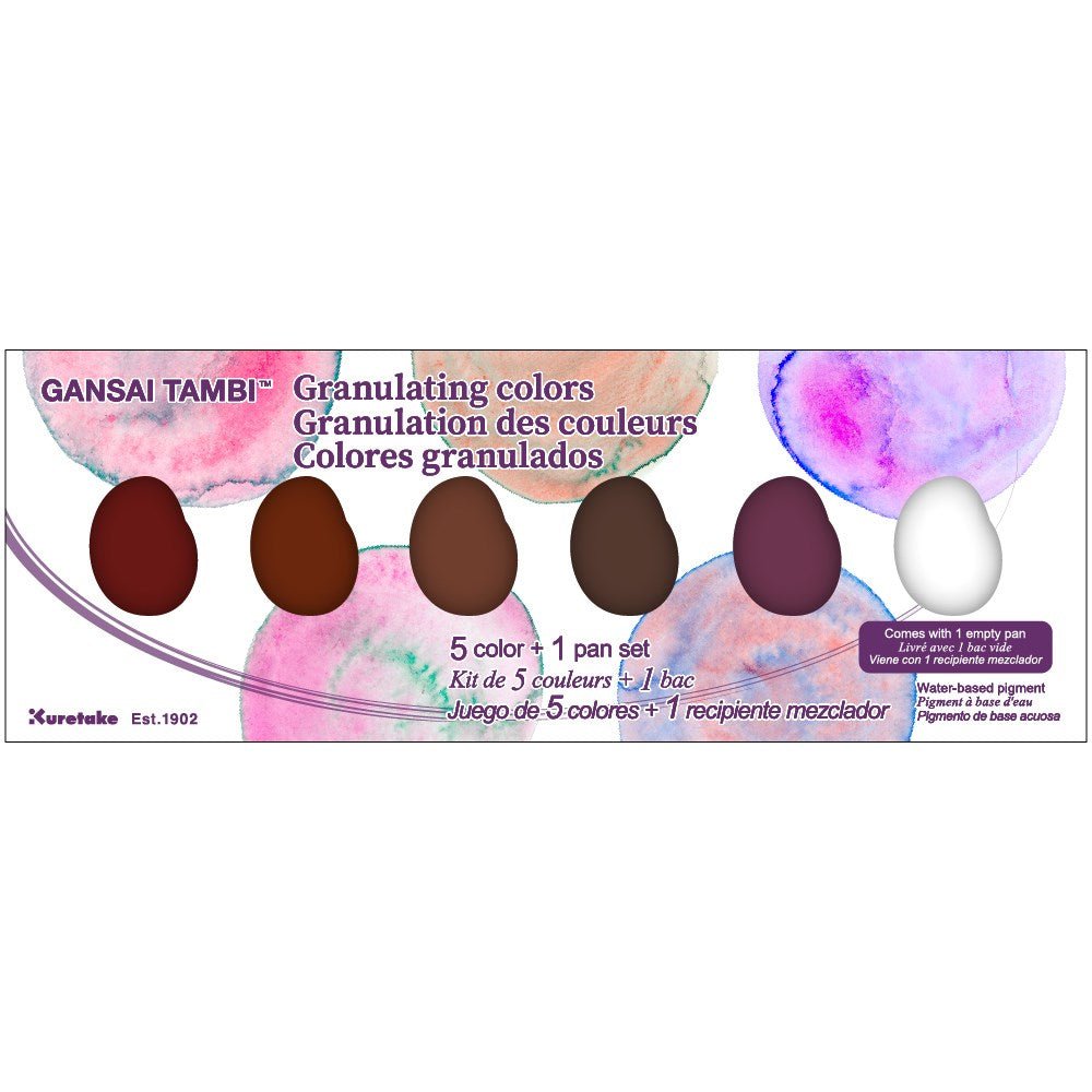 GANSAI TAMBI Akvarellfärg 6 - pack - Granulating colors - Förpackningen med färgerna - ZIG Kuretake - Tidformerar