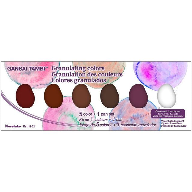 GANSAI TAMBI Akvarellfärg 6 - pack - Granulating colors - Förpackningen med färgerna - ZIG Kuretake - Tidformerar
