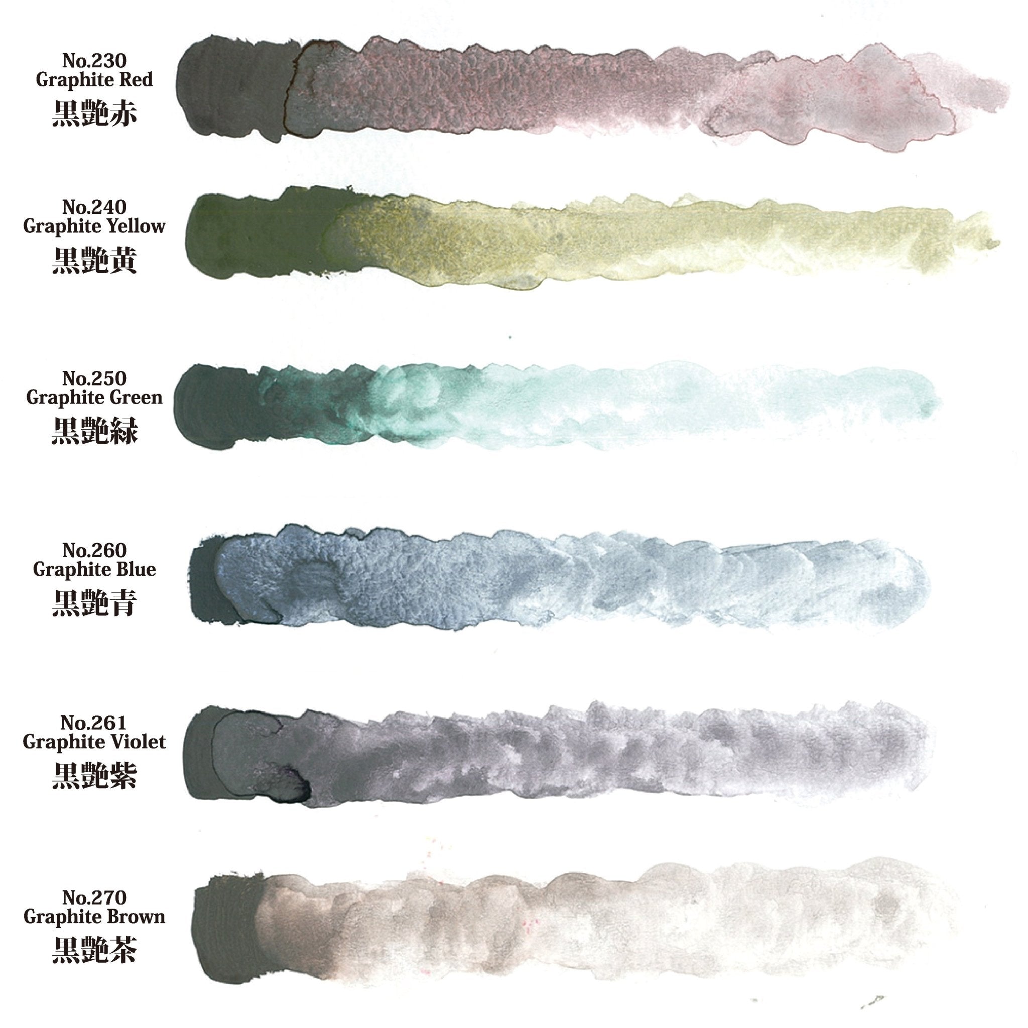 GANSAI TAMBI Akvarellfärg 6-pack Graphite Colors - ZIG Kuretake - Tidformera