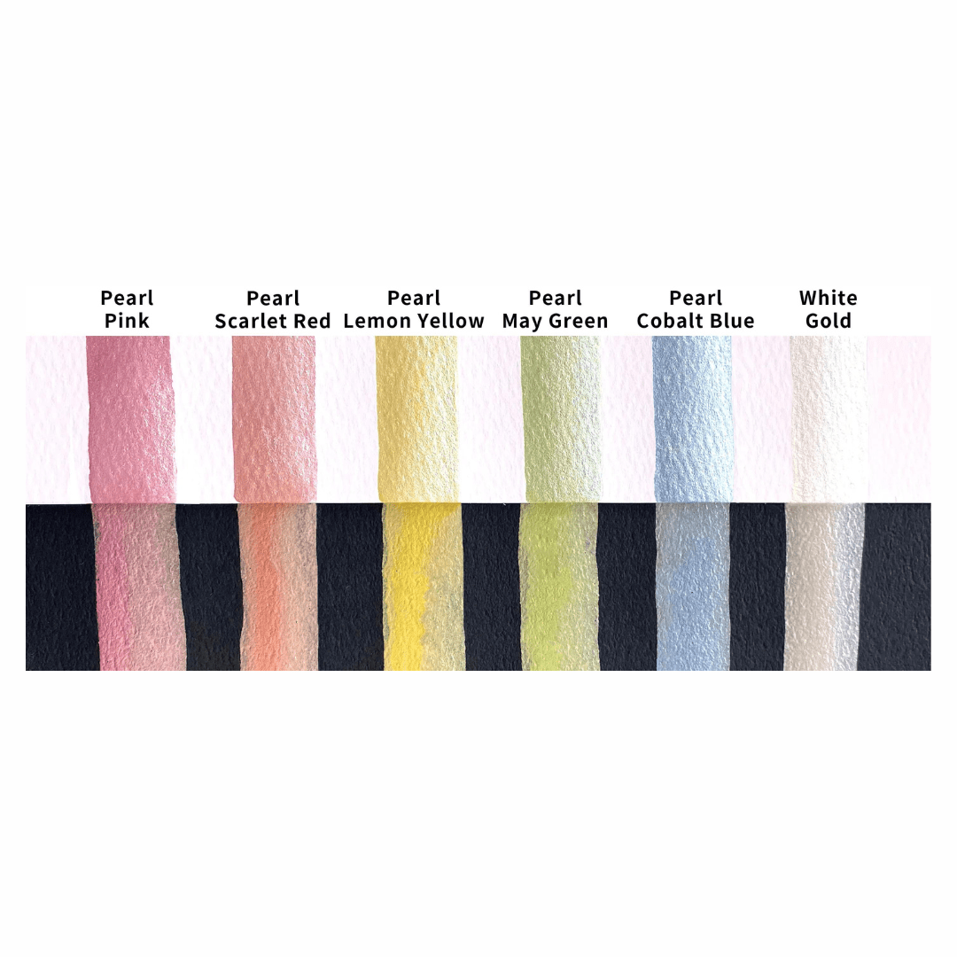 GANSAI TAMBI Akvarellfärg 6-pack Pearl Colors - ZIG Kuretake - Tidformera