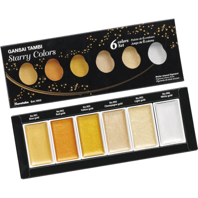GANSAI TAMBI Akvarellfärg 6 - pack - Starry colors - 1 - ZIG Kuretake - Tidformera