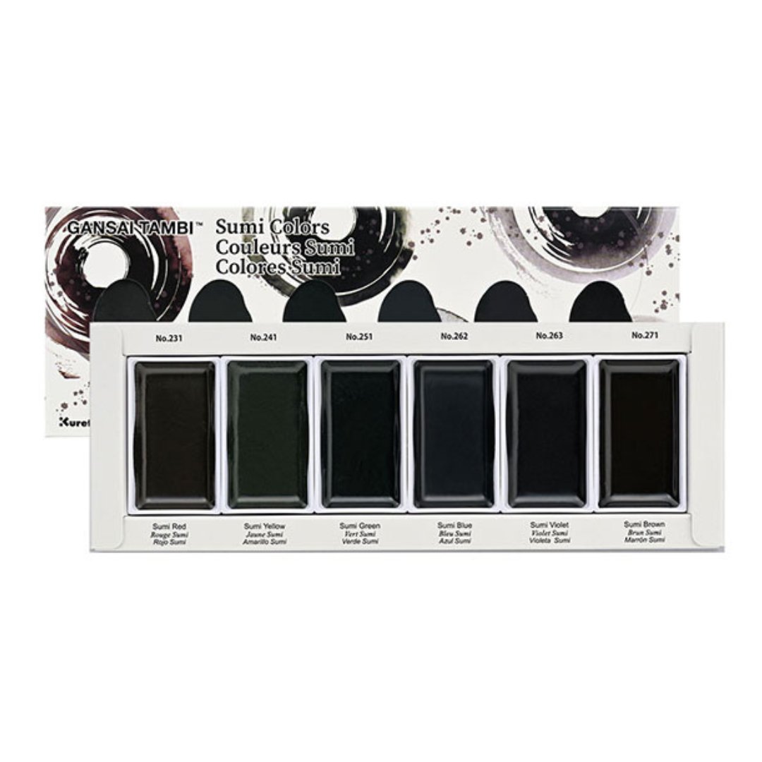 Gansai Tambi Akvarellfärg 6 - pack - Sumi Colors - 1 - ZIG Kuretake - Tidformera