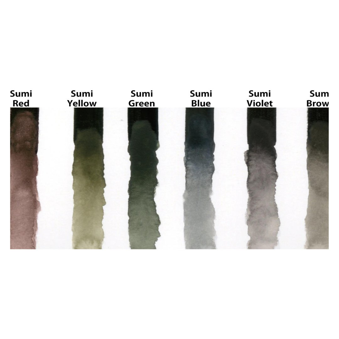 Gansai Tambi Akvarellfärg 6 - pack - Sumi Colors - 2 - ZIG Kuretake - Tidformera