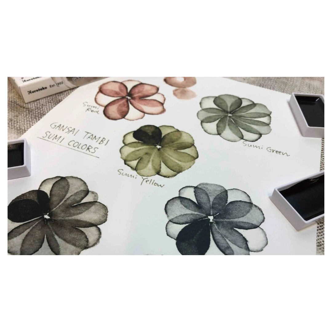 Gansai Tambi Akvarellfärg 6 - pack - Sumi Colors - 4 - ZIG Kuretake - Tidformera
