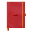 GoalBook Dotted notebook A5 - Poppy från Rhodia - Röd anteckningsbok. Boken har 2 bokmärkesband samt en orange gummiband för stängning och pennhållare. - Tidformera