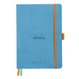 GoalBook Dotted notebook A5 - Turquoise blue från Rhodia - Turkos anteckningsbok. Boken har 2 bokmärkesband samt en orange gummiband för stängning. - Tidformera
