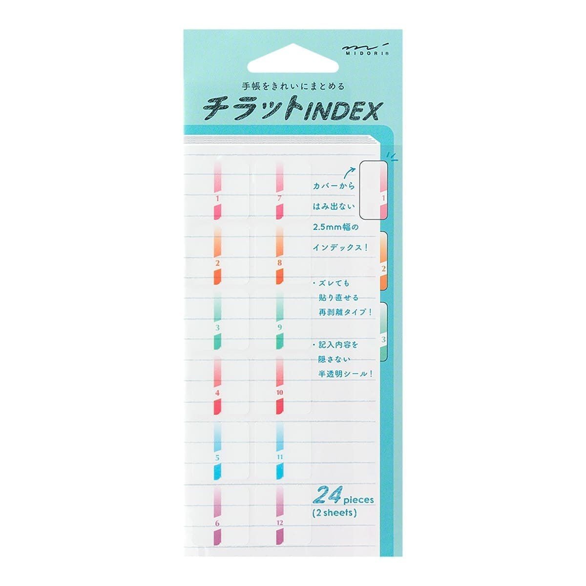 Index Chiratto Stickers - Chiratto Number Color - Midori - Tidformera