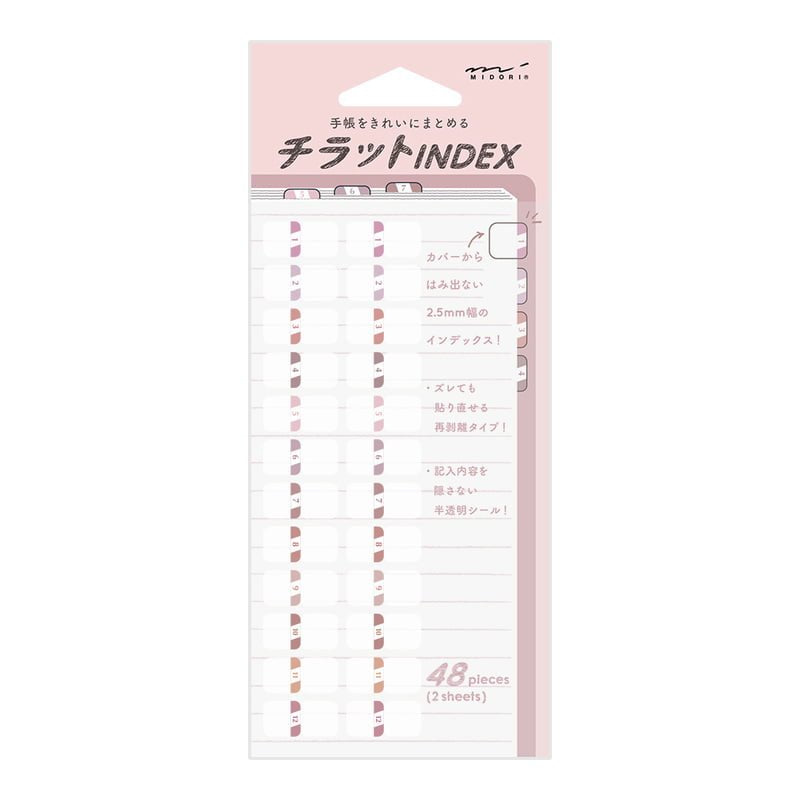 Index Chiratto Stickers - Number Pink - 1 - Midori - Tidformera