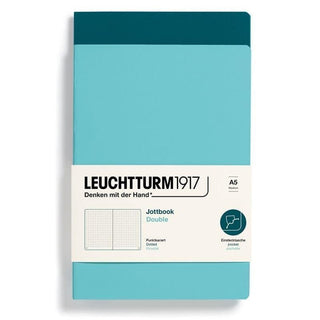 Jottbook Double Skrivhäften Dotted 2 - pack A5 Aquamarine/pacific från Leuchtturm1917 - Två blå skrivhäften - Tidformera