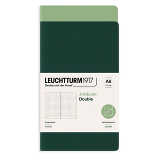Jottbook Double Skrivhäften Dotted 2 - pack A6 Sage/Forest green från Leuchtturm1917 - Två gröna skrivhäften - Tidformera