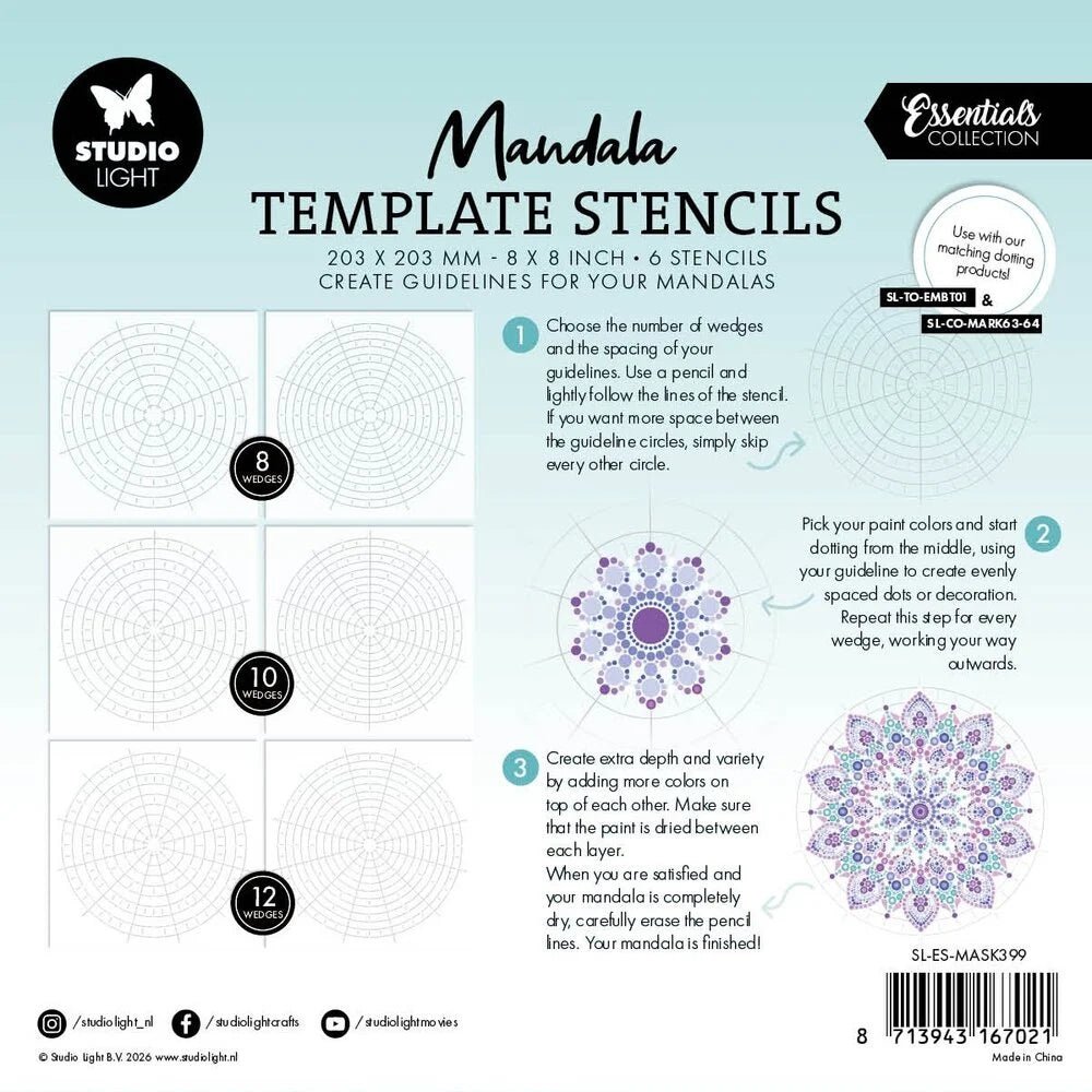 Mandala Template Stencils - 6 - pack - 5 - Creotime - Tidformera