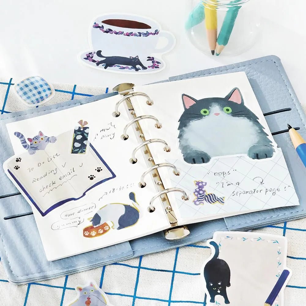 Memo stickers Cat Diary - Blue - 4 - BGM - Tidformera