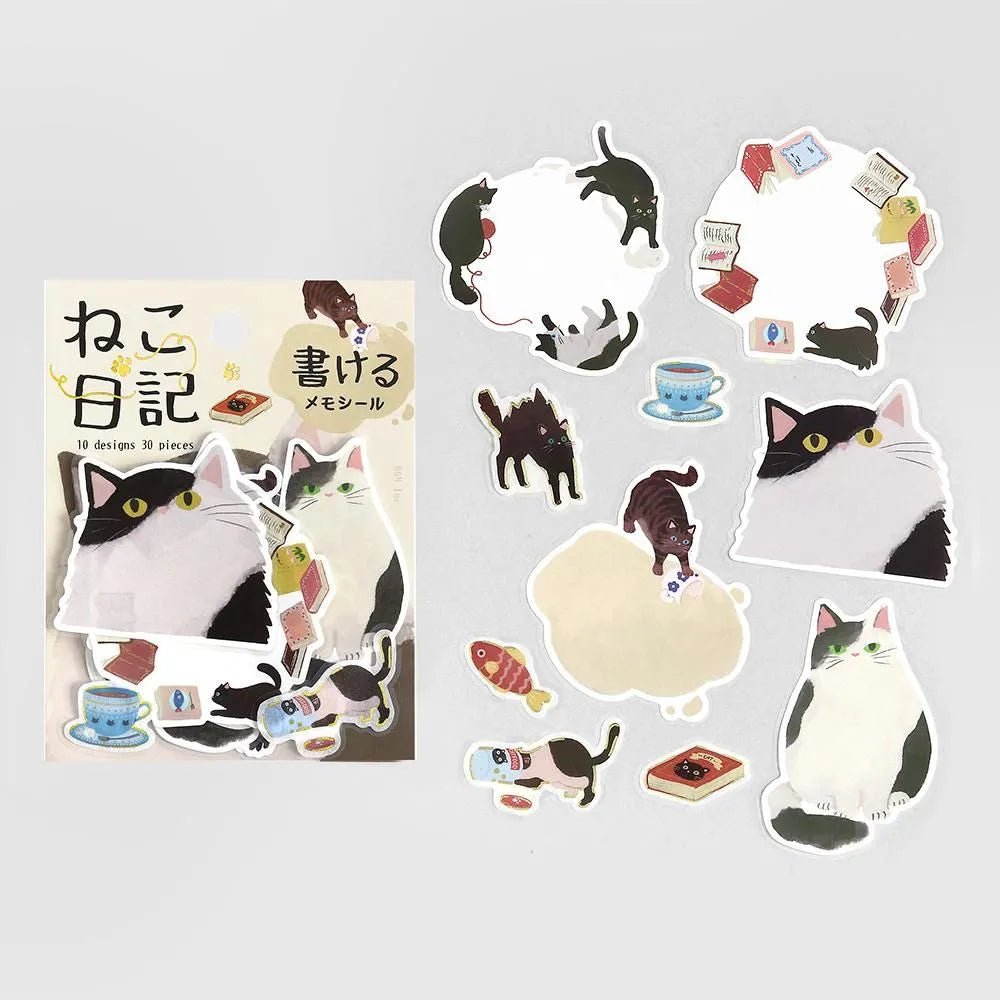 Memo stickers Cat Diary - Kuro - 2 - BGM - Tidformera