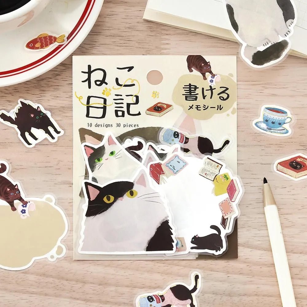 Memo stickers Cat Diary - Kuro - 4 - BGM - Tidformera