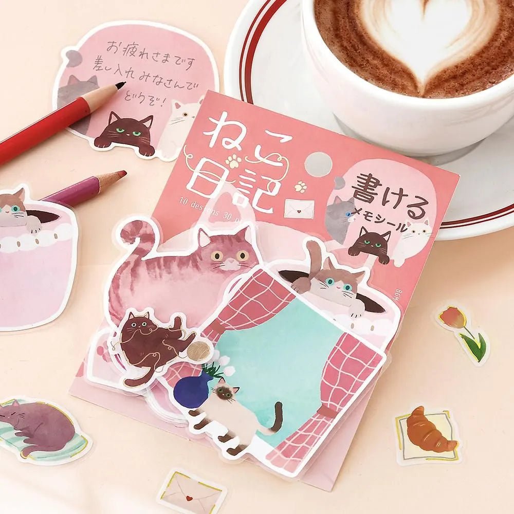 Memo stickers Cat Diary - Pink - 2 - BGM - Tidformera