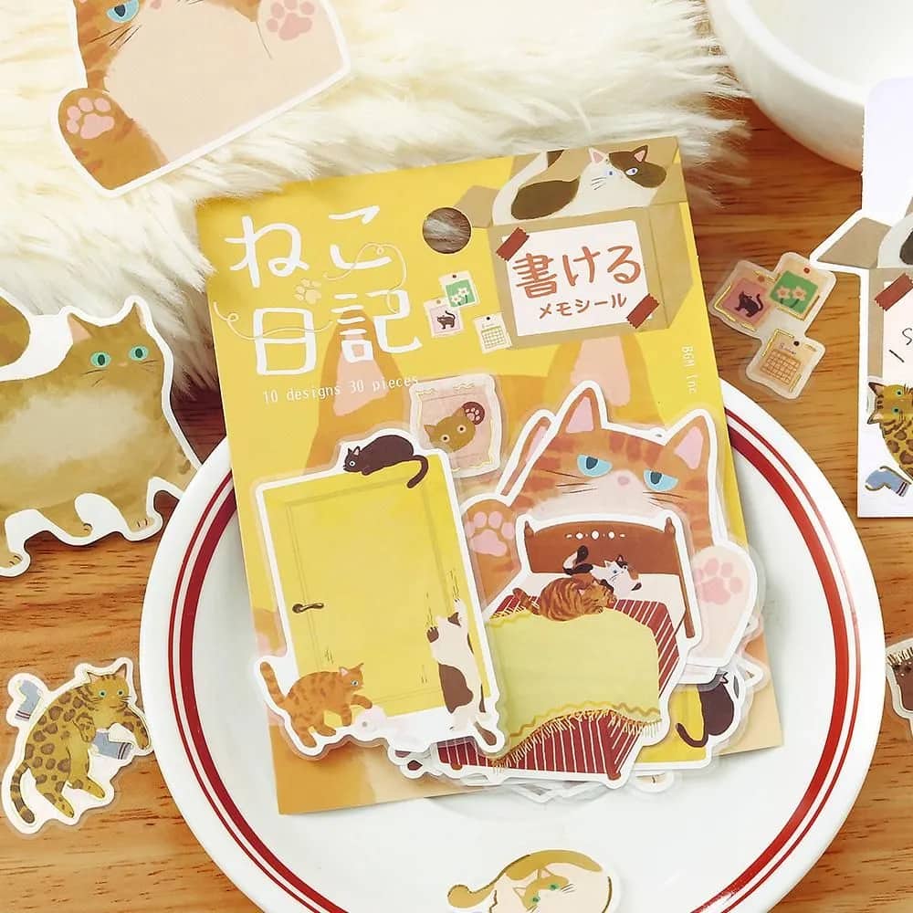 Memo stickers Cat Diary - Yellow - 2 - BGM - Tidformera
