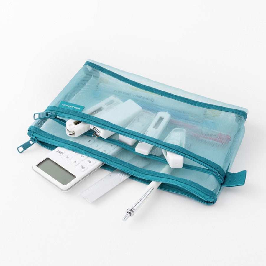 Mesh Pen Pouch - Blue - 3 - Midori - Tidformera