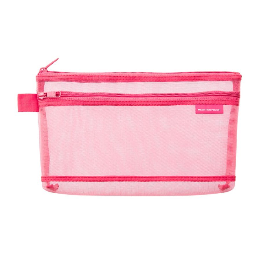 Mesh Pen Pouch - Pink - 1 - Midori - Tidformera