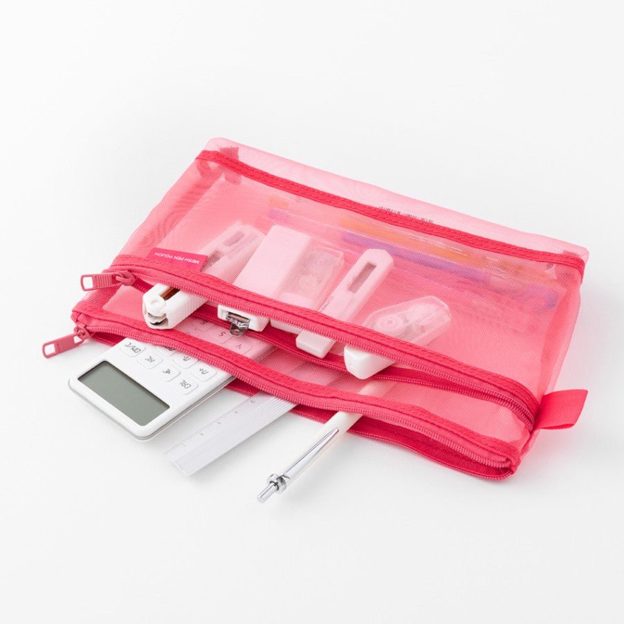 Mesh Pen Pouch - Pink - 3 - Midori - Tidformera