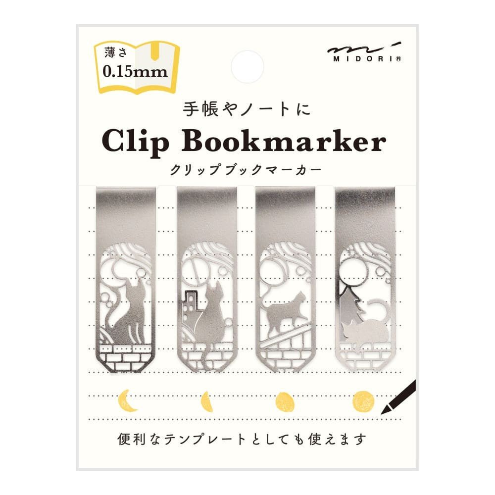 Midori Clip Bookmarker - Cat & Moon - Midori - Tidformera