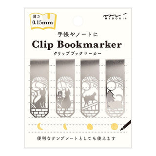 Midori Clip Bookmarker - Cat & Moon frÄn Midori. Förpackning med fyra gem med motiv med katter och en mÄne. - Tidformera
