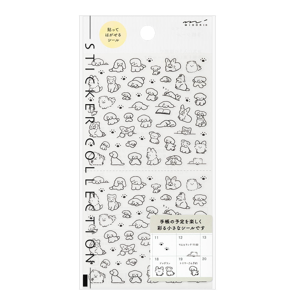 Midori Kalenderstickers - Dog Black & White - 1 - Midori - Tidformera