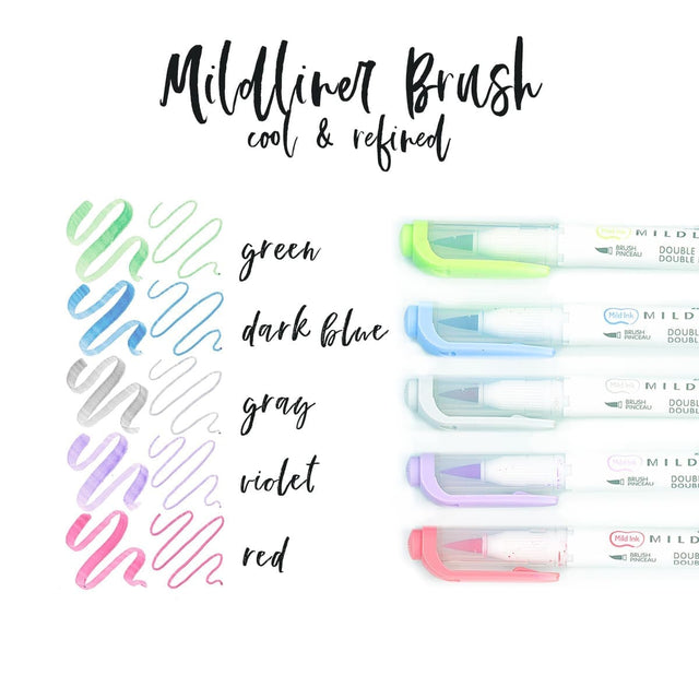 Mildliner Brush pen 5 - pack - Cool & Refined - 1 - Zebra - Tidformera