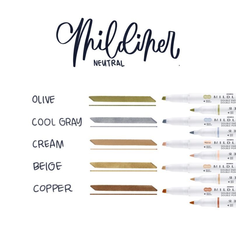 Mildliner Överstrykningspenna - Olive - 3 - Zebra - Tidformera