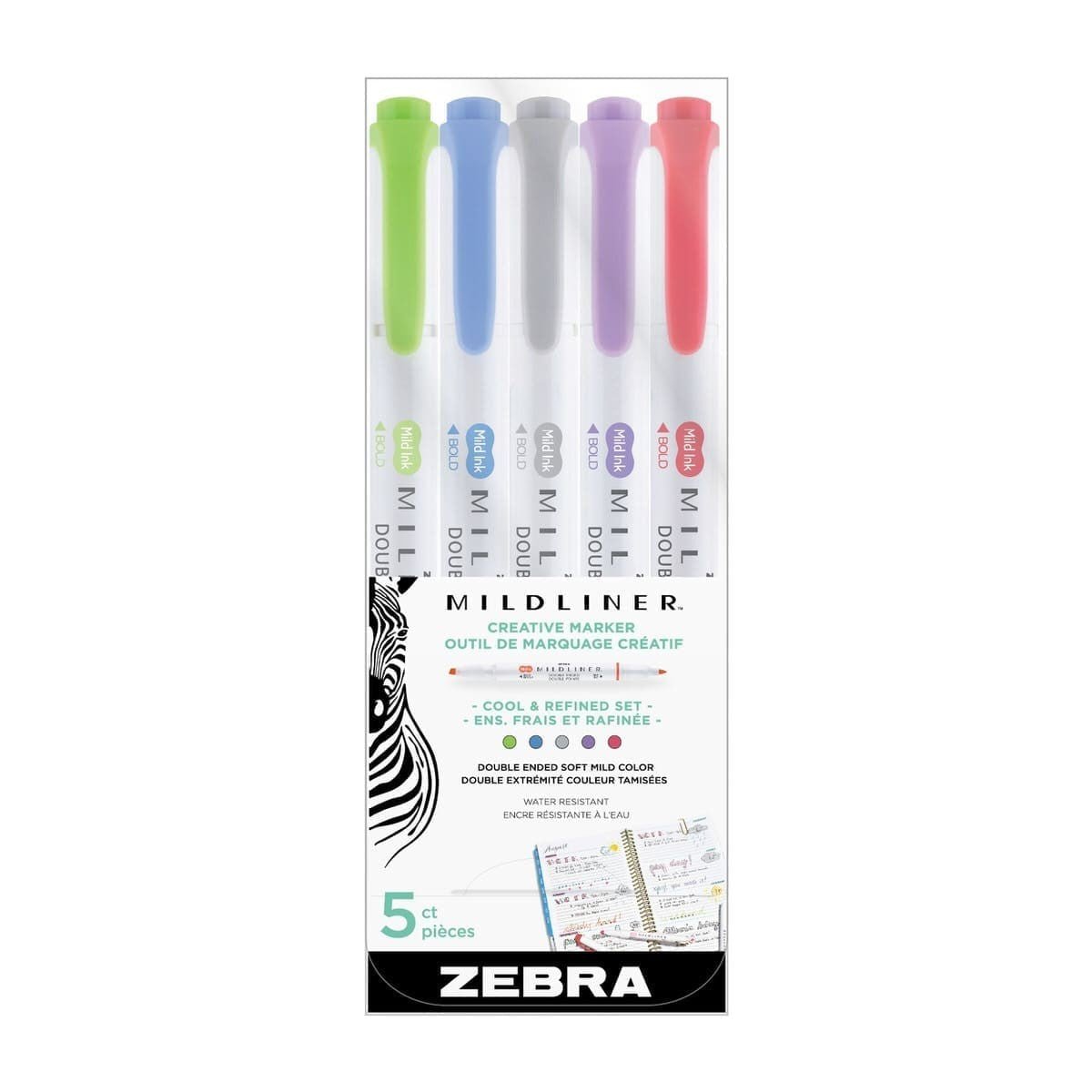 Mildliner Överstrykningspennor 5 - pack - Cool & Refined - 2 - Zebra - Tidformera