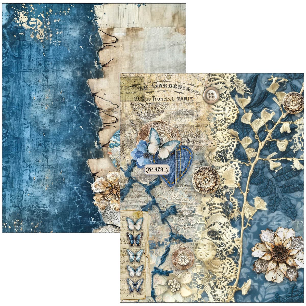 Mixed media book - Urban blue denim - 9 - Ciao Bella - Tidformera