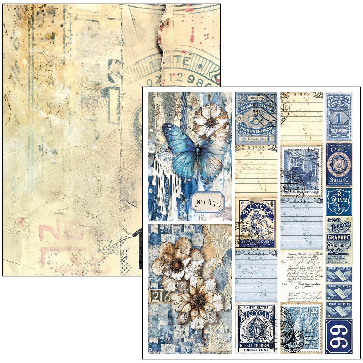 Mixed media book - Urban blue denim - 22 - Ciao Bella - Tidformera