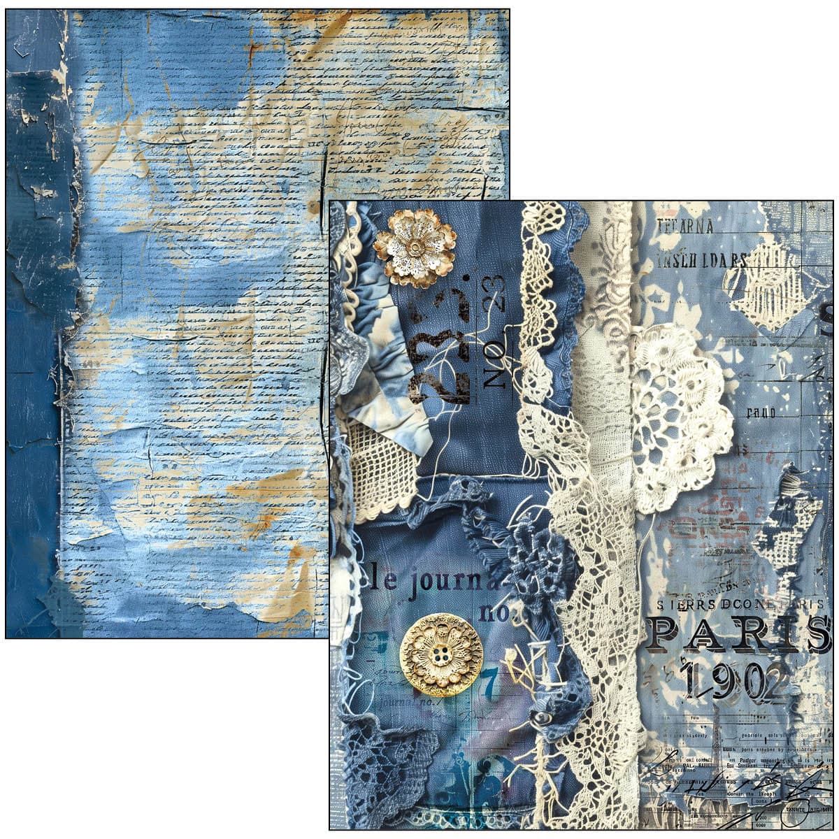 Mixed media book - Urban blue denim - 3 - Ciao Bella - Tidformera