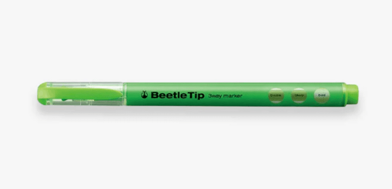 Överstrykningspenna Beetle Tip 3 - way Marker - Green - 1 - Kokuyo - Tidformera