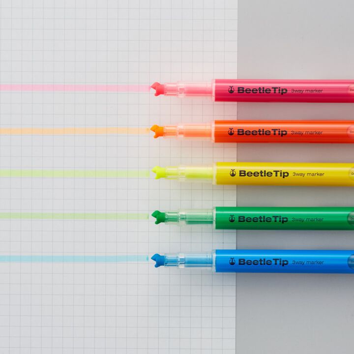 Överstrykningspenna Beetle Tip 3 - way Marker - Orange - 4 - Kokuyo - Tidformera