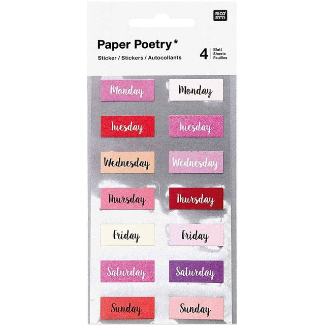 Paper Poetry Stickers Kalender - Weekdays Pink - 1 - Rico Design - Tidformera