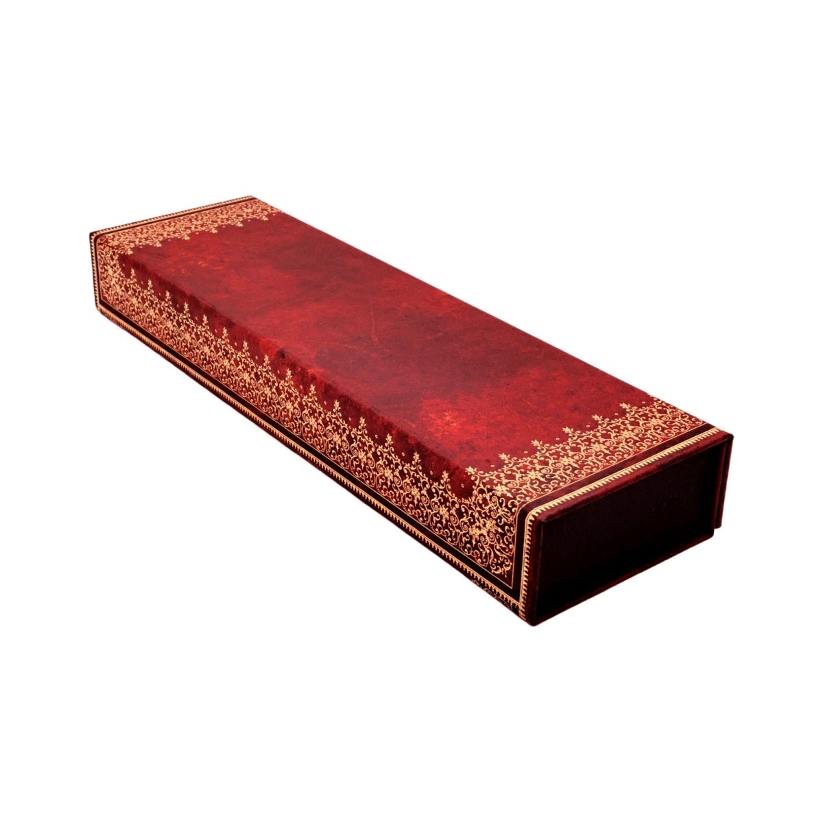 Röd pennskrin Paperblanks - Foiled från Paperblanks. Pennfodralet har detaljrikt guldfärgat mönster. - Tidformera