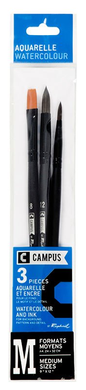 Penselset Campus - Syntet - 3 Watercolour brushes M - 1 - Raphaël - Tidformera