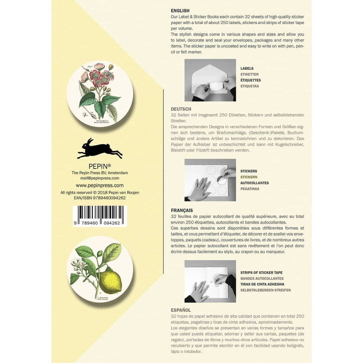 Pepin Labels, stickers & tape Sticker book - Flora - 4 - Pepin Press - Tidformera