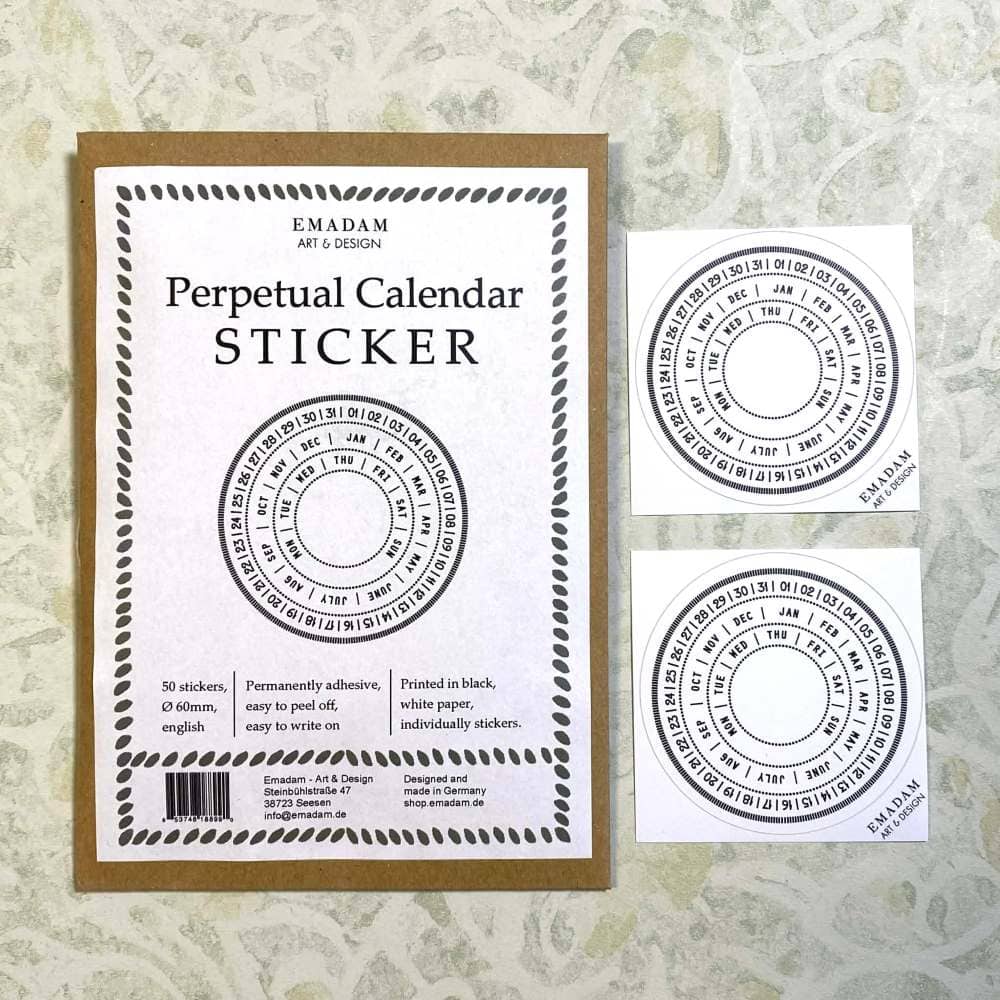 Perpetual Calendar Sticker - 1 - Emadam Art & Design - Tidformera