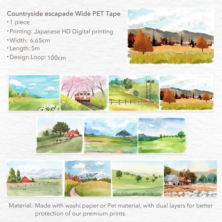 Pet tape Countryside Escapade - 66,5 mm - 7 - Washi Tape Shop - Tidformera