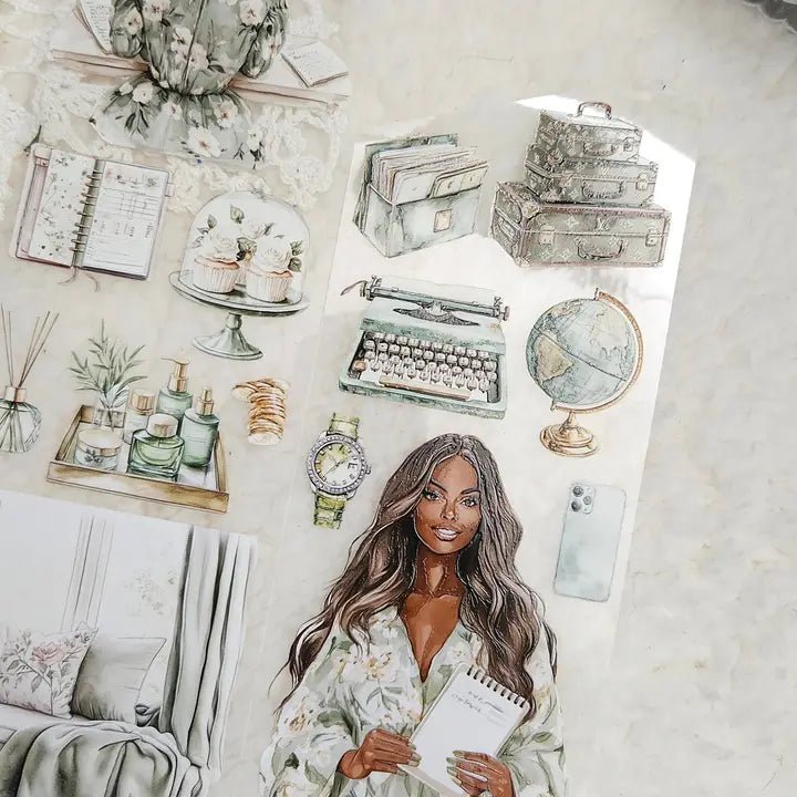 Pet Tape - Lana - 70 mm - Sage and Mustard - 6 - Lana's Scrap Shop - Tidformera