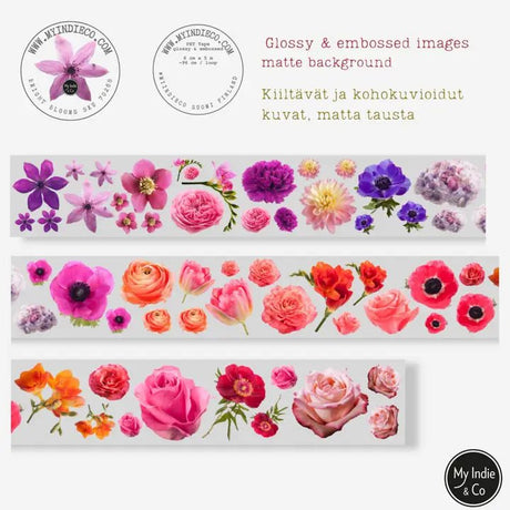 Pet Tape - MIC - Bright Blooms Glossy & Embossed 60 mm - 2 - MIC & MIM Premium Paper Shop - Tidformera