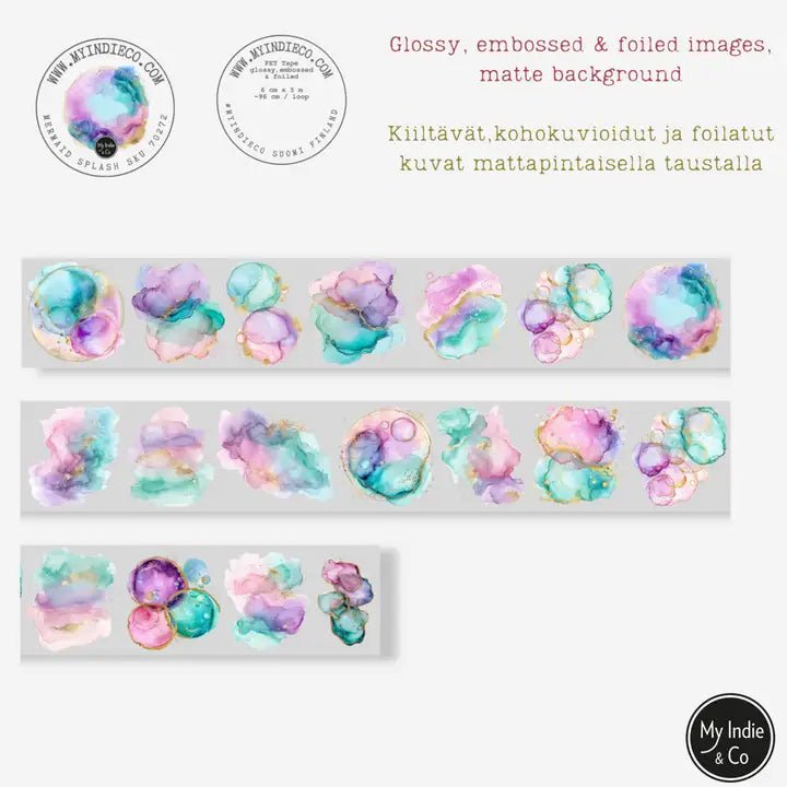 Pet Tape - MIC - Mermaid Splash Foiled & Embossed 60 mm - 2 - MIC & MIM Premium Paper Shop - Tidformera