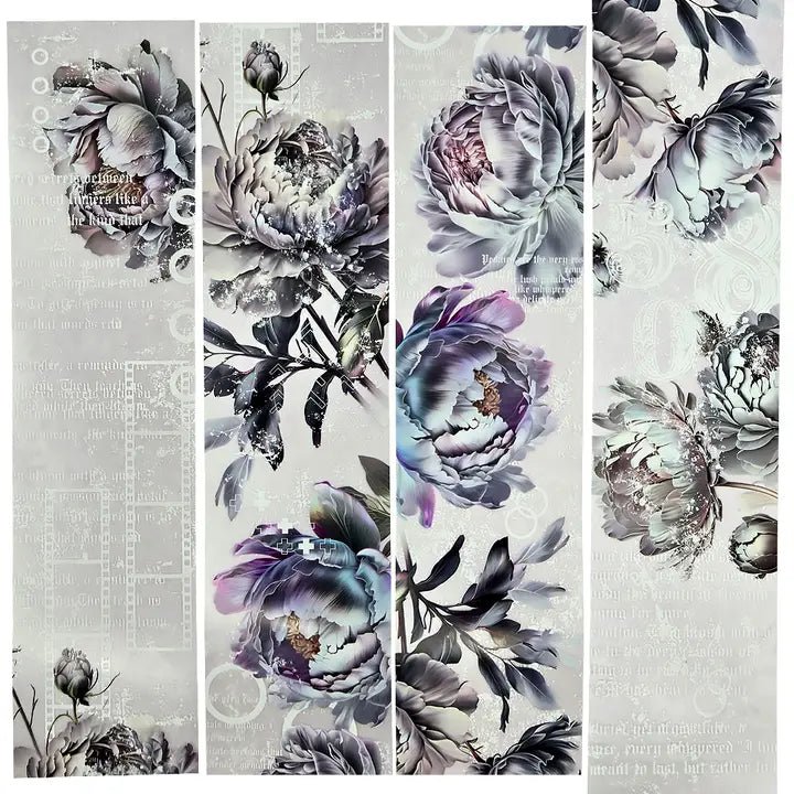 Pet Tape - MIC - Silver Veil Peonies Glossy & Embossed 70 mm - 3 - MIC & MIM Premium Paper Shop - Tidformera