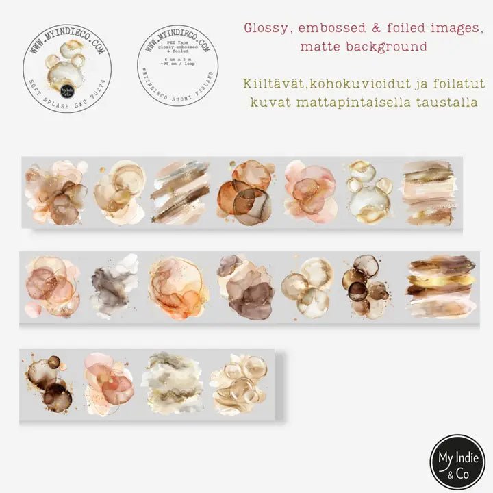 Pet Tape - MIC - Soft Splash Foiled & Embossed 60 mm - 2 - MIC & MIM Premium Paper Shop - Tidformera