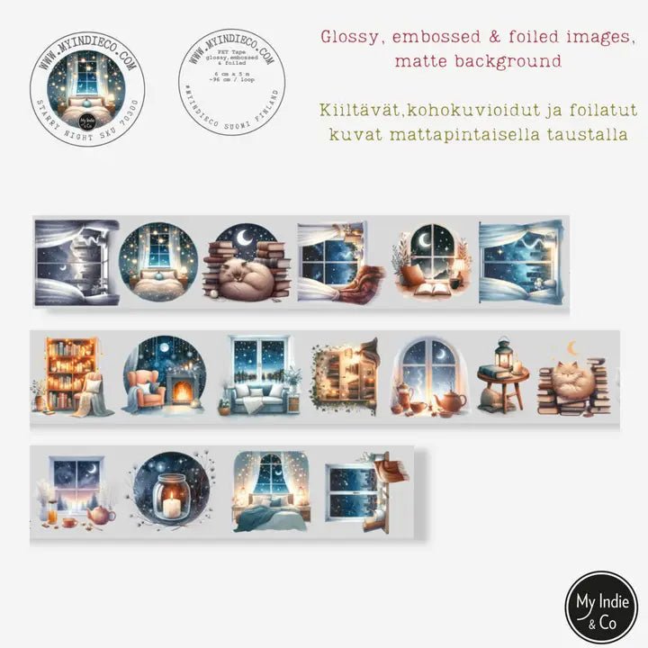 Pet Tape - MIC - Starry Night Foiled & Embossed 60 mm - 6 - MIC & MIM Premium Paper Shop - Tidformera