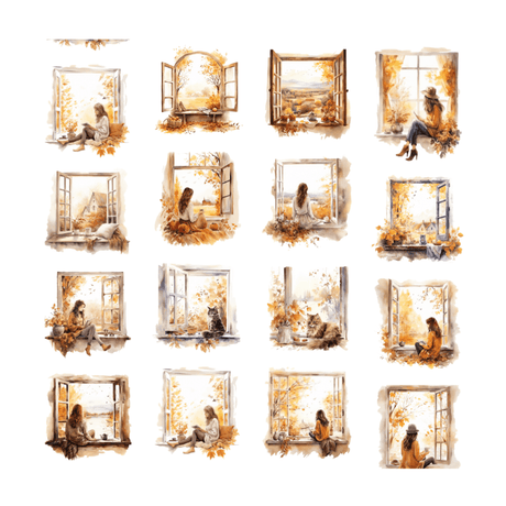 Pet Tape - Penpaling Paula - Autumn windows 60 mm - 2 - Penpaling Paula - Tidformera