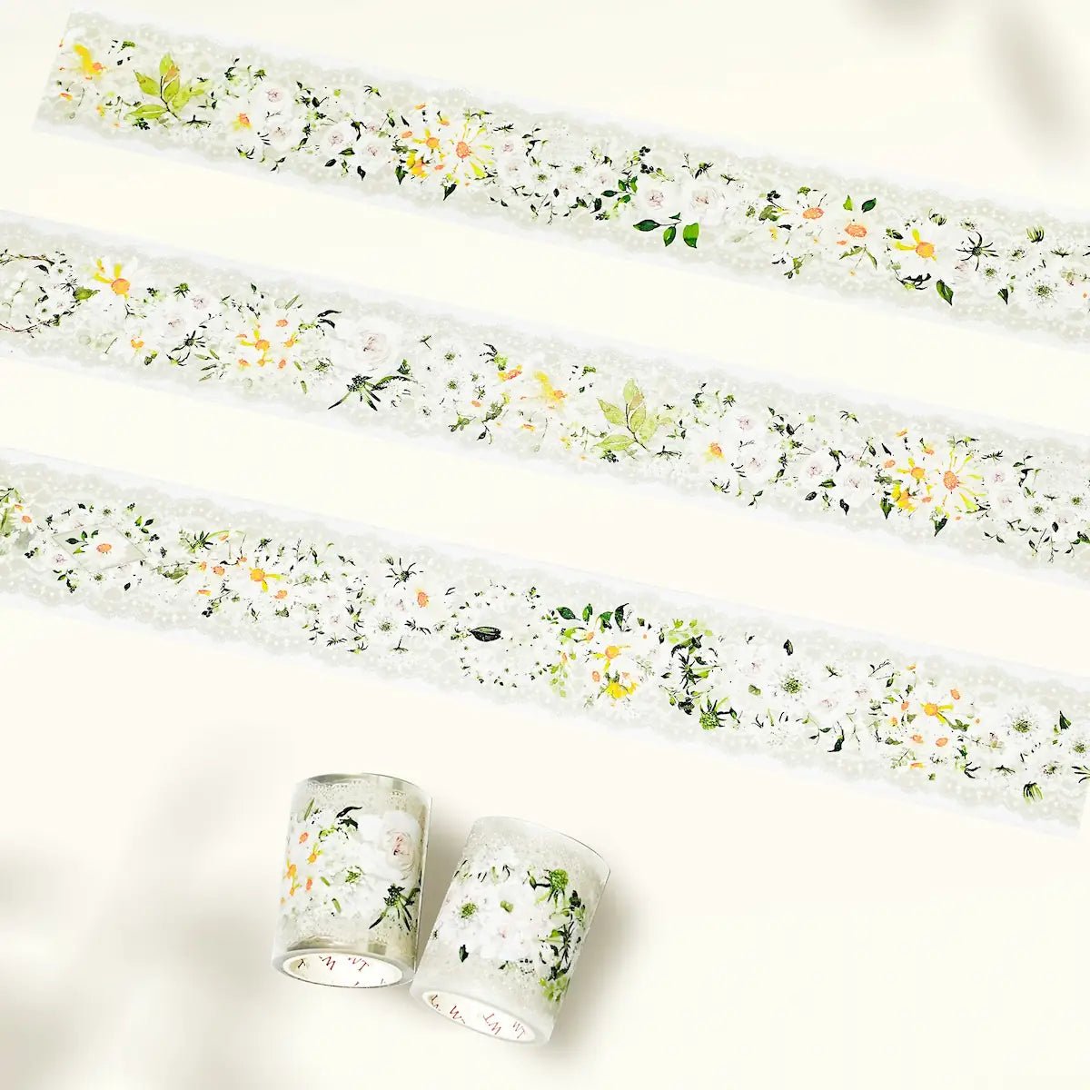 PET Tape Petals en Blanc - 55 mm - 4 - Washi Tape Shop - Tidformera