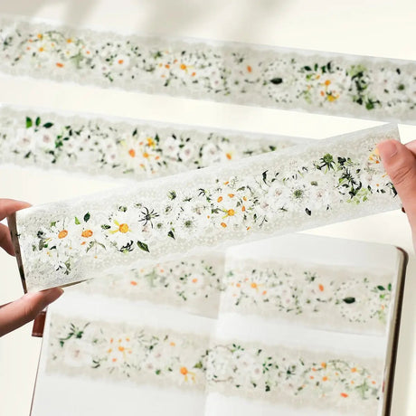 PET Tape Petals en Blanc - 55 mm - 2 - Washi Tape Shop - Tidformera